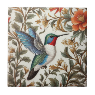 Fliegender Kolibri, inspiriert von William Morris Fliese