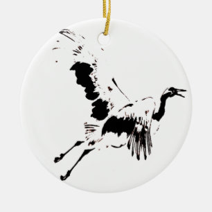 Fliegender Kran Keramik Ornament