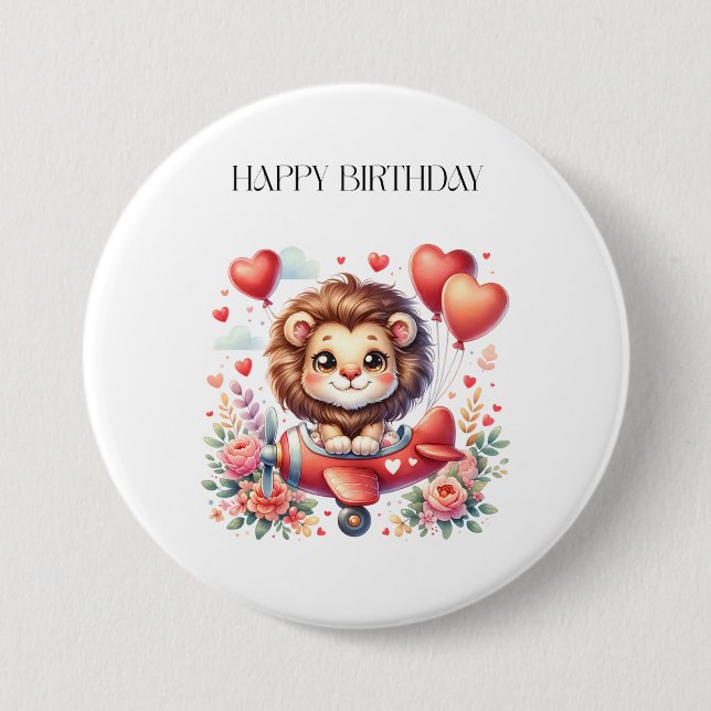 Fliegender Löwe Geburtstag Button (Vorderseite)