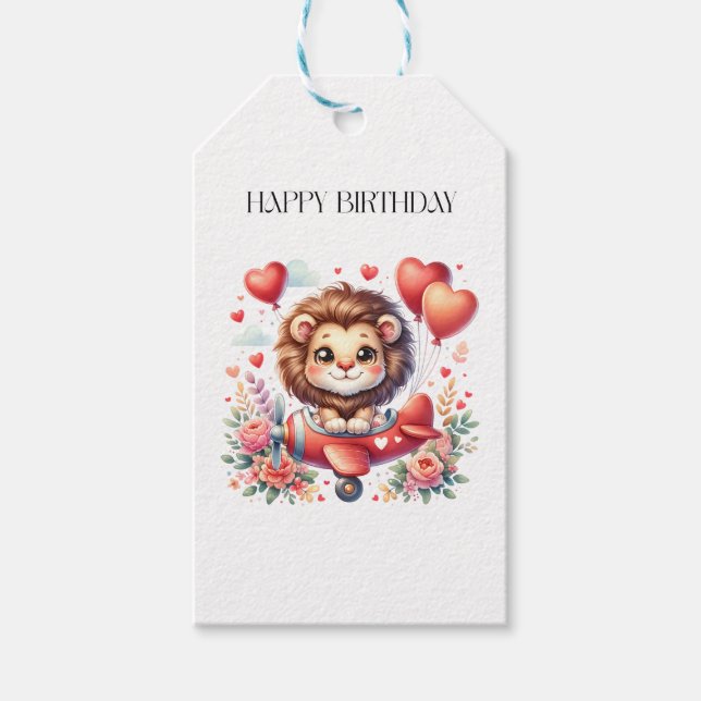 Fliegender Löwe Geburtstag Geschenkanhänger (Vorderseite)