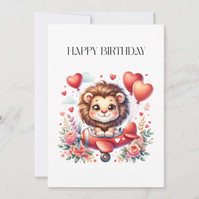 Fliegender Löwe Geburtstag Karte (Vorderseite)