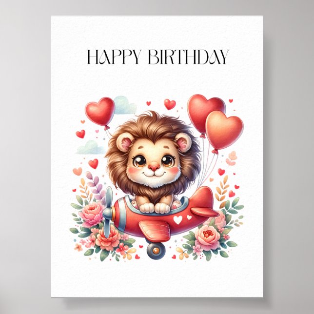 Fliegender Löwe Geburtstag Poster (Vorne)