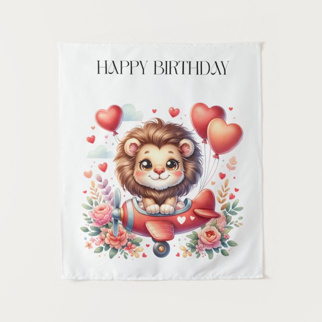 Fliegender Löwe Geburtstag Wandteppich (Vorderseite)