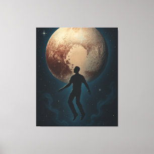 Fliegender Mann über Pluto Leinwanddruck
