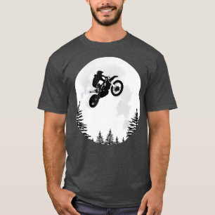 Fliegender MOTOCROSS DIRTBIKE über dem Mondhemd T-Shirt