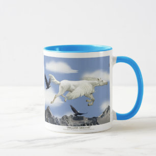 Fliegender Pegasus, Adler & Berge Fantasie Art Tasse
