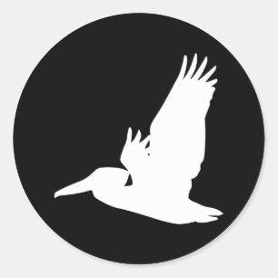 Fliegender Pelikan Runder Aufkleber