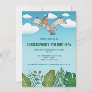 Fliegender Pteranodon-Dinosaurier Blaue Himmel Geb Einladung