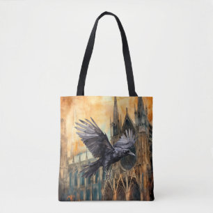 Fliegender Raven und mittelalterliche gotische Kat Tasche