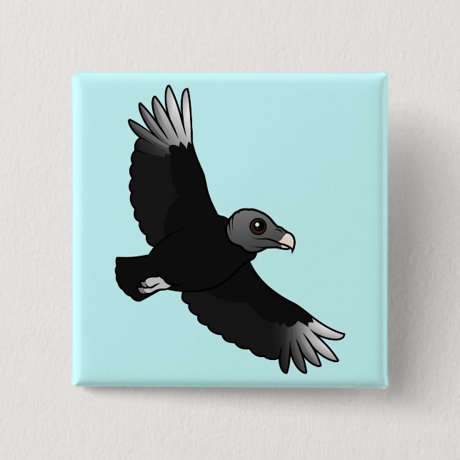 Fliegender schwarzer Geier Button (Vorderseite)