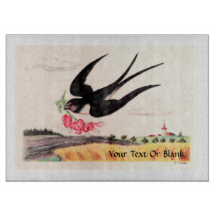 Fliegender Vogel mit Blumen Schneidebrett