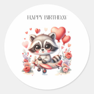 Fliegender Waschbär Geburtstag Runder Aufkleber