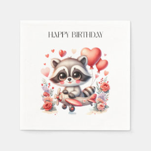 Fliegender Waschbär Geburtstag Serviette