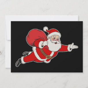 Fliegender Weihnachtsmann-Weihnachtsrucksack Retro Einladung