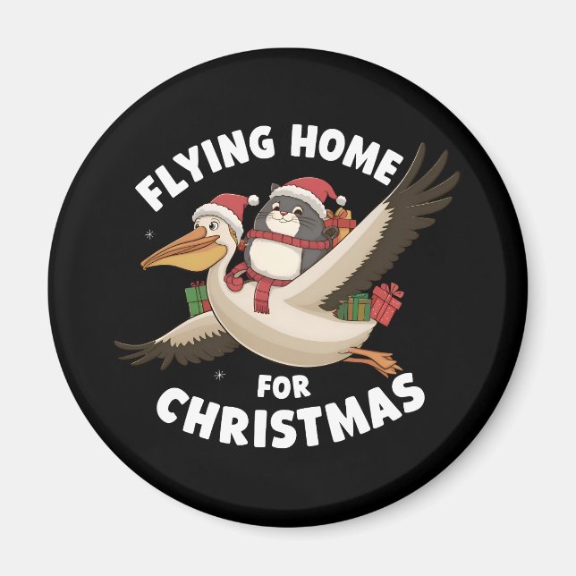 Fliegender Zuhause zu Weihnachten Magnet (Vorne)