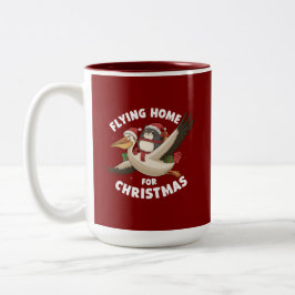 Fliegender Zuhause zu Weihnachten Zweifarbige Tasse