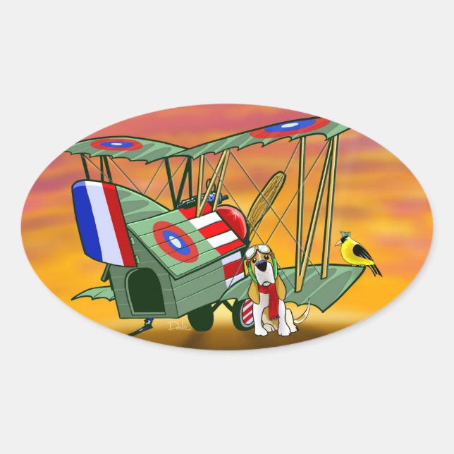 fliegendes Ass Ovaler Aufkleber (Vorderseite)