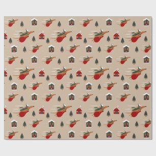 Fliegendes Dachshund-Weihnachtsmuster Geschenkpapier