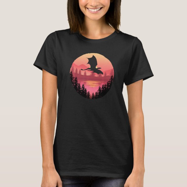Fliegendes Dragon Cool Water Sunset Fantasy Sci Ar T-Shirt (Vorderseite)