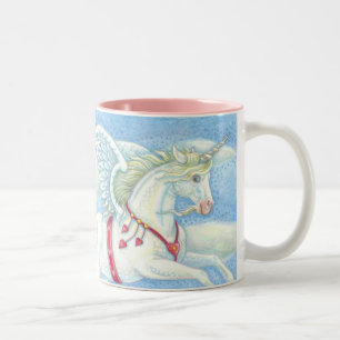 Fliegendes Herzen Einhorn PEGASUS VALENTINSBECHER Zweifarbige Tasse