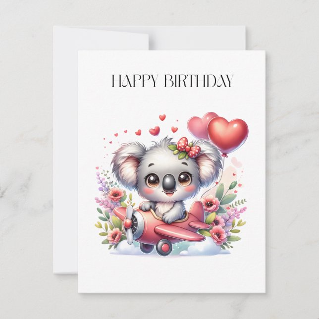 Fliegendes Koala-Geburtstag Einladung (Vorderseite)