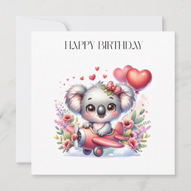 Fliegendes Koala-Geburtstag Einladung (Vorderseite)