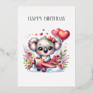 Fliegendes Koala-Geburtstag Folieneinladung