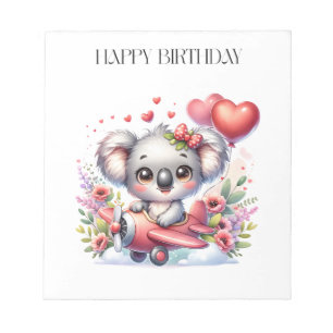 Fliegendes Koala-Geburtstag Notizblock