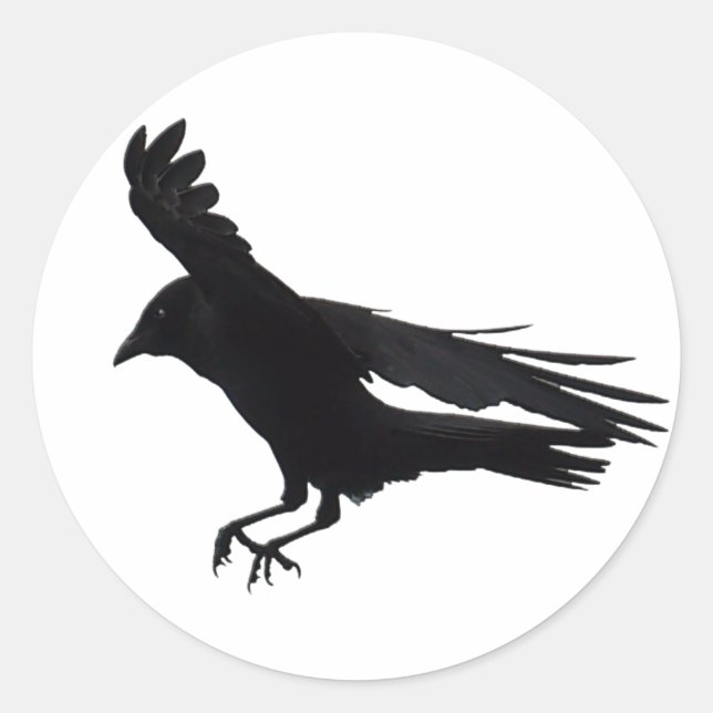 Fliegendes Landing Black Crow Art Runder Aufkleber (Vorderseite)