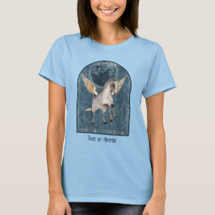 Fliegendes Pegasus Blaue Mond-Fantasie-Pferdekunst T-Shirt