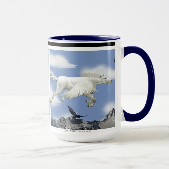 Fliegendes Pegasus & Eagles Fantasy Art Tasse (Rechts)