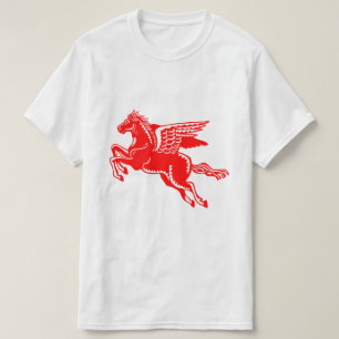 Fliegendes Pferd - Roter und Weißer T - Shirt