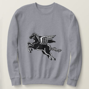 Fliegendes Pferd - Schwarz und Weiß Sweatshirt