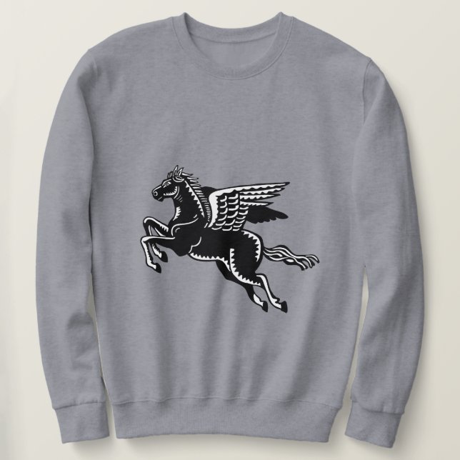 Fliegendes Pferd - Schwarz und Weiß Sweatshirt (Design vorne)