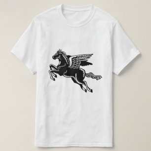 Fliegendes Pferd - Schwarz und Weiß T-Shirt