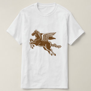 Fliegendes Pferd - Walnussbraun und weißer T - Shi T-Shirt