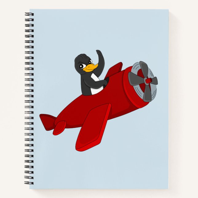 Fliegendes Pinguin-Cartoon-Notebook Notizbuch (Vorderseite)