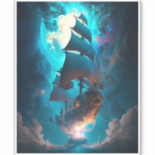 Fliegendes Schiff Fantasy Art Aufkleber