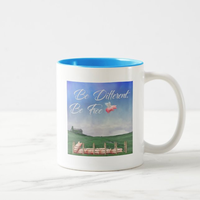 Fliegendes Schwein muss anders sein Zweifarbige Tasse (Rechts)