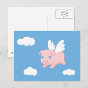 Fliegendes Schwein - Niedliches Schwein mit Flügel Postkarte