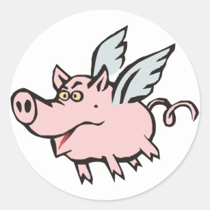 fliegendes Schwein Sau flying pig hog Runder Aufkleber