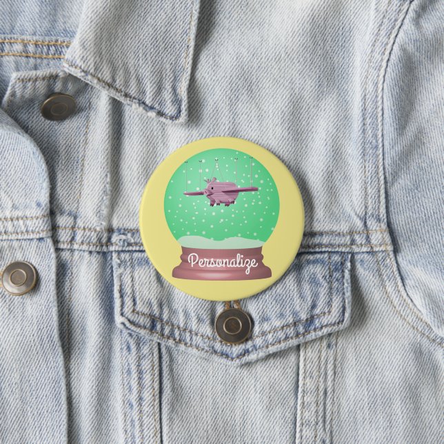 Fliegendes Schwein Schneekugel Knopf Button (Beispiel)