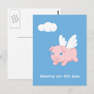 Fliegendes Schwein Vermisst Dich Postkarte