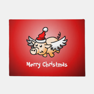Fliegendes Schwein Weihnachten Fußmatte