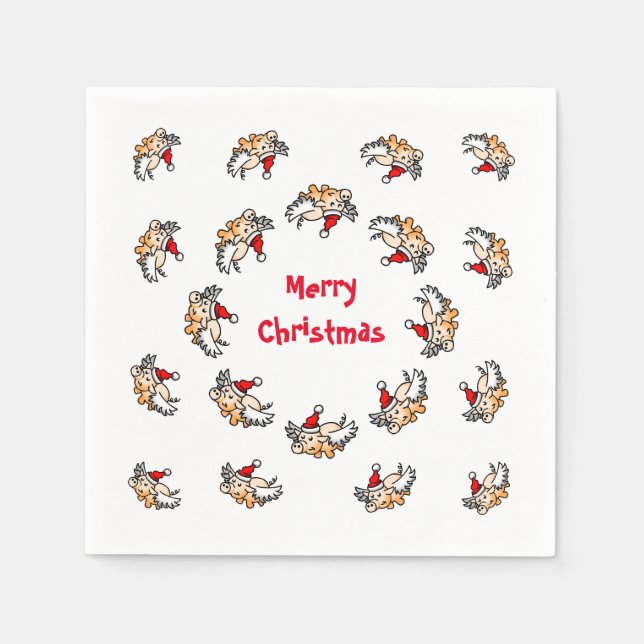 Fliegendes Schwein Weihnachten Serviette (Vorderseite)