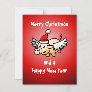 Fliegendes-Schwein-Weihnachtskarte Feiertagskarte