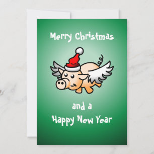 Fliegendes-Schwein-Weihnachtskarte Feiertagskarte