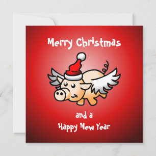Fliegendes-Schwein-Weihnachtskarte Feiertagskarte
