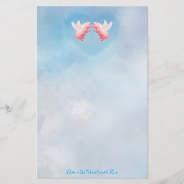 Fliegendes Schweine - Unglaubliche Liebe Briefpapier (Vorderseite)