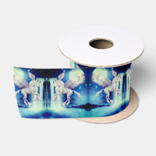 Fliegendes Unicorn Waterfall Fantastische Bergwelt Satinband
